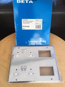Deta 1975CHW Lounge Plate 4G 13A DP Switched Socket 6 Data Modules Chrome/white - Picture 1 of 6
