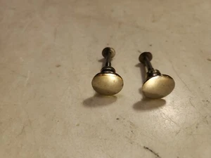 Antique Victor Victrola Nickel Plated Cabinet Knobs Early Flat Edge w Orig Screw - Picture 1 of 4