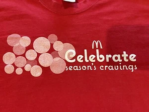 McDonalds Celebrate Seasons Cravings Employee T-Shirt Red Large Used - Picture 1 of 4