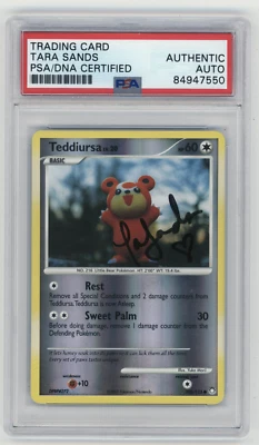 PSA Signed Tara Sands 2007 Pokemon Mysterious Treasures Teddiursa 105/123 - Image 1 of 2