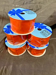 NEW Paper Mart Orange Wired Ribbon 10 Yards 2.5" Wide Shiny - Picture 1 of 5