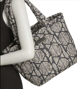 $275 NWT “MARC JACOBS” GREY SNAKESKIN PRINT QUILTED NYLON MEDIUM TOTE