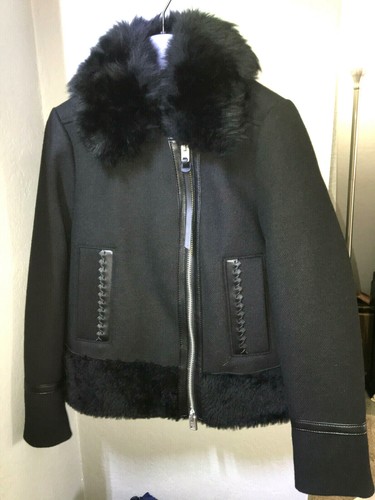 COACH DONNA LANA SHEARLING CAPPOTTO GIACCA FINITURE PELLE DONNA XS extra small $1098