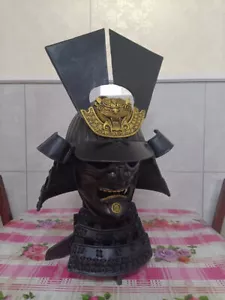 Vintage japanische Samurai 1/1 tragbare Rüstung Helm Krieger Vollgesichtsmaske Unisex - Bild 1 von 8