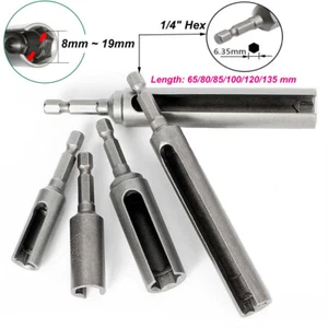 1/4" Hex Shank Slotted Nut Driver Socket Metric Impact Drill Bit 8mm to 19mm - Picture 1 of 43