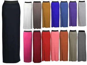 Nuevas mujeres largas gitanas lisas maxi faldas damas estirar vestido de falda de cuerpo entero - Imagen 1 de 10
