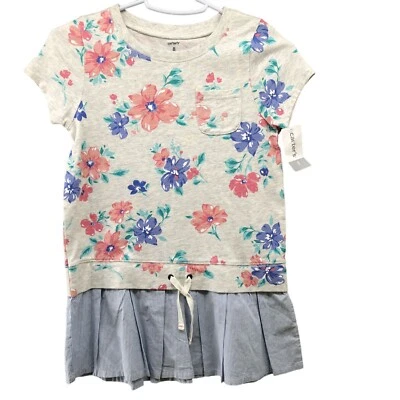 NUEVO CON ETIQUETAS Carter's Niñas Talla 8 Manga Corta Sudadera Túnica Top Vestido Floral Foto 1 de 4