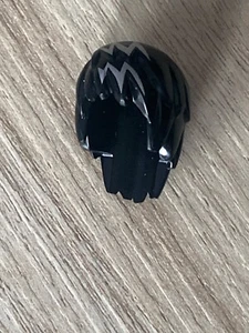 LEGO Black Minifig Hair Layered with Silver Zigzag Streaks Pattern Rock Star D26 - Picture 1 of 3