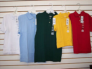 Boys $18 Izod Uniform Polo-Style Assorted Color Shirts Sz 4/5 5/6 7 7X 8 & 14/16