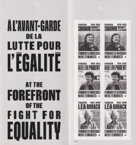 Canada Postage Scott #3396A BOOKLET PANE OF 6 QUEBEC FEMINISTS - Picture 1 of 2