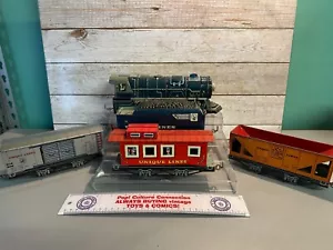 Vintage Unique Lines Trains Set Windup Locomotive Engine With Tender #1950 - Picture 1 of 20