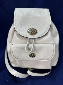 COACH Mini Turnlock Rucksack Backpack In Chalk Excellent - Picture 1 of 10