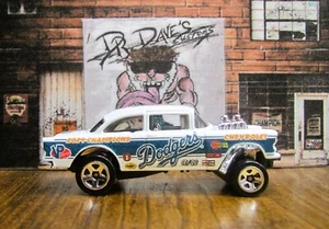 Dr Dave's Customs, Hot Wheels '55 CHEVY GASSER, Los Angeles DODGERS, C3772 - Foto 1 di 5
