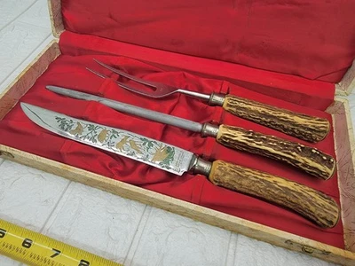 Набор для резьбы по оленю кабану Anton Wingen Jr Solingen Rosterei ручка оленя оленя - Изображение 1 из 4