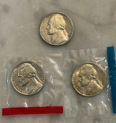 1980 P D S Jefferson Nickel - Proof & BU 3 Coin Lot - Mint Cello - Image 1 of 4
