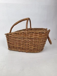Vintage Wicker Wine Bottle Basket French Style 5x10x6 Rustic Handmade Boho Chic - Picture 1 of 11