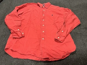 VINTAGE Ralph Lauren Blake Hemd Herren Large ROT 100% Baumwolle blau PonyButton Down - Bild 1 von 12