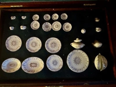 Juego de té de cena vintage miniatura para casa de muñecas 24 piezas plato sopa tureen escala 1:12 Foto 1 de 4