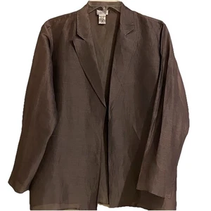 Eileen Fisher Jacket Linen Silk Sheer Topper Lightweight Minimalist Brown Size S - Picture 1 of 8