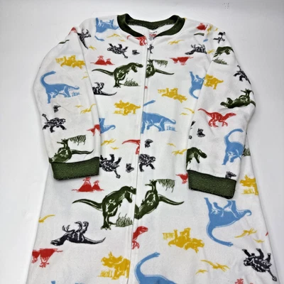 Carters Boys Pajamas Size 10 White Fleece with Dinosaurs 1-Piece Footie Warm - Image 1 of 4