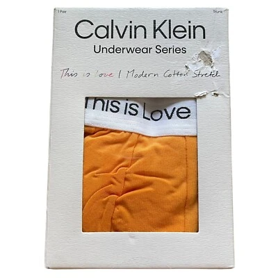 Calvin Klein Men XL Cotton Stretch This Is Love Trunk Underwear Orange Pride NEW - Image 1 of 4