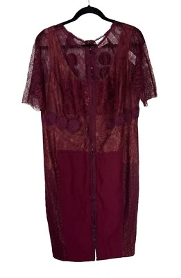 NEW Beguile Byron Lars Carissima Sheath Dress Size 16 Lace Burgundy Wine Corset - Image 1 of 4