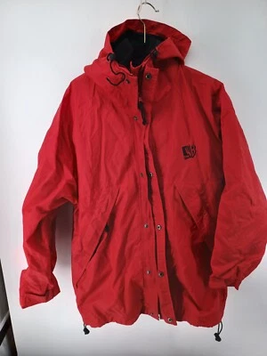Port Authority Jacket Mens Small Red Black Lined Warner Bros Vintage Hooded - Image 1 of 4