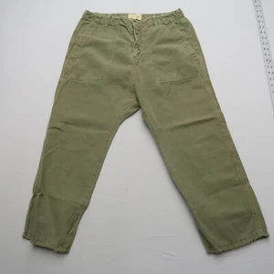 Nili Lotan Luna Linen Blend Pants Size 6 Green Drop Crotch Baggy Trousers - Picture 1 of 9