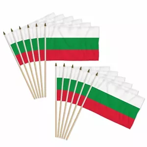 12pc Pack of Bulgaria 12x18in Bulgarian Handheld Country Stick Flags - Picture 1 of 2