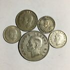 Lot of 5 South Africa 6 Pence 1 Shilling 2 1/2 Shillings Silver Coins 1929-1952