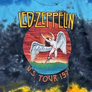 Camiseta De Colección Azul Líquido Tie-dye Led Zeppelin Para Hombre 3XL Y2K Gira por Estados Unidos 1975 - Imagen 1 de 16