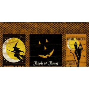 Halloween Jeepers Creepers Moon Witch Squares Sewing Quilting Fabric Panel 24" - Picture 1 of 1
