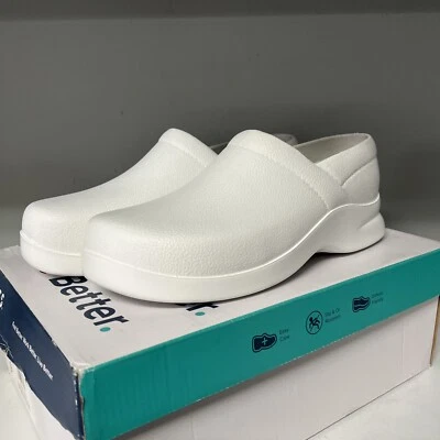 Klogs Calzado Mujer 9 Estrecho Boca Blanco Enfermeras Resistente al Deslizamiento Sin Marcas Foto 1 de 4