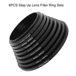 8PCS Step Up Filter Ring 49-52MM 52-55MM 55-58MM 58-62MM 62-67MM 67-72MM 72-77MM - Picture 1 of 10