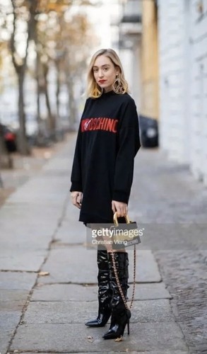 MOSCHINO [TV] H&M Abito Oversize Hi Low Testo Ricamato Nero S Nuovo con etichette