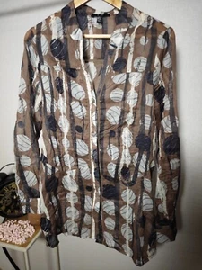 Yest Bluse 42 Braun Muster Tunika Longbluse Boho Crinkle Look Vintage Style – E4 - Bild 1 von 3