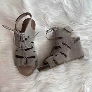 Diba true leather suede lace up wedges  6.5 - Picture 1 of 7