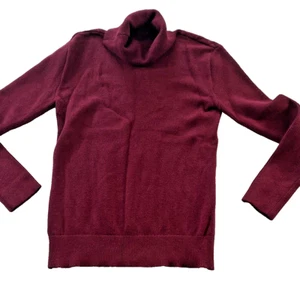 women's sweater size small burgundy turtleneck long sleeve cable knit polyester - Picture 1 of 7