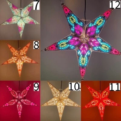 Star Paper Light Shade Lantern Christmas Decoration - Indian Boho Nomads Wales - Image 1 of 4