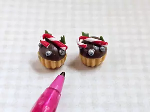 Miniatur Paar Weihnachtssüßigkeiten Stock Cupcakes (1/2"" x 7/16"") PUPPENHAUS 1:12 - Bild 1 von 1