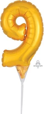 ANAGRAM Cake Picks Micro Number Balloon Gold