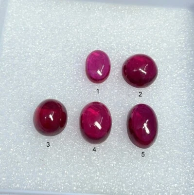Imitation Ruby Gemstone Oval Shape Cabochon Red Ruby For Jewelry Making - Image 1 of 4