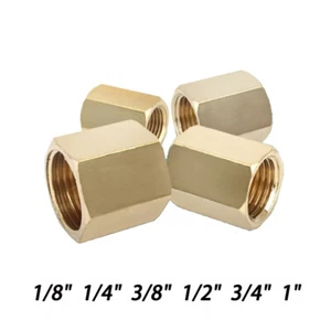 Messing Rohr Fitting Kupplung, 1/8"" - 1"" PT Buchse Gewinde gerade Sechskantstange Adapter - Bild 1 von 9