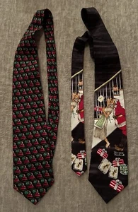 Paquete de 2 corbatas navideñas vintage con sello de tradiciones navideñas y frescas de Navidad - Imagen 1 de 6