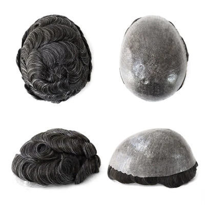 Peruca masculina de substituição para sistema de cabelo humano toupee pele poli completa injetada PU - Imagem 1 de 4