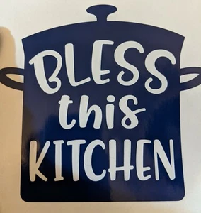 Calcomanía de cocina Bless This pegatina azul decoración del hogar - Imagen 1 de 2