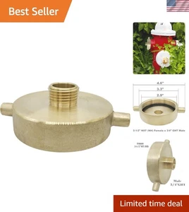 Adaptador de manguera de jardín de boca de incendios de latón duradero - 2-1/2" NST x 3/4" GHT - Imagen 1 de 8