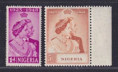 Juego ómnibus boda plata Jorge VI Nigeria Scott 73-74 MNH 1948 SCV $17,85 Foto 1 de 2