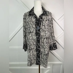 Habitat Clothes to Live In Black & White Textured Button Front Tunic Jacket Sz M - Picture 1 of 9
