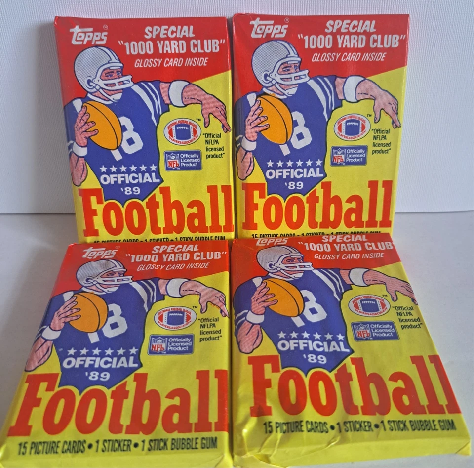 (4) Paquetes de cera de fútbol americano Topps 1989 sin abrir posibles *Thurman Thomas novato* Foto 1 de 1